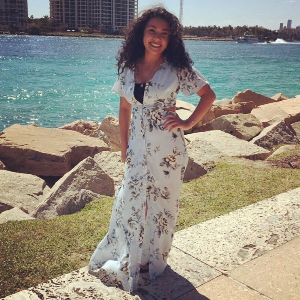 Pastel blue button down maxi